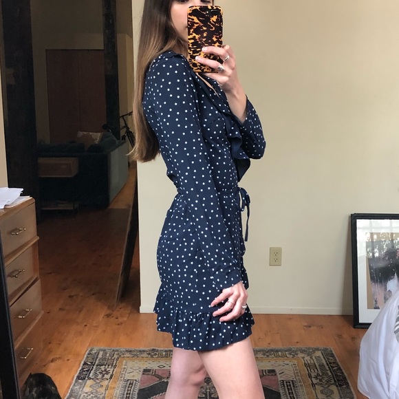 LAST ONE - Blue Star Print Wrap Dress - Picture 5 of 6